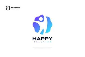 gelukkig menselijk logo. geschikt voor sport-, medische, fitness-, gezondheidszorg- en oplossingslogo's vector