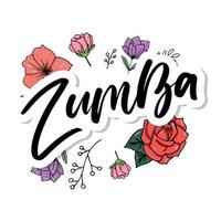 zumba dansstudio tekst. kalligrafie woord banner ontwerp. aerobe conditie. vector hand belettering illustratie op witte achtergrond.