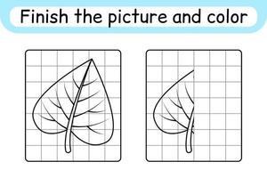 maak de foto bladberk compleet. kopieer de afbeelding en kleur. maak het beeld af. kleurboek. educatief tekenoefenspel voor kinderen vector