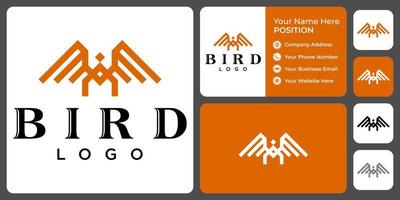 geometrische vogel logo ontwerp met sjabloon voor visitekaartjes. vector