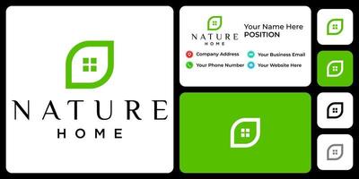 natuur huis logo ontwerp met sjabloon voor visitekaartjes. vector