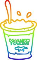 regenbooggradiënt lijntekening cartoon yoghurt vector