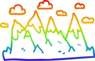 regenbooggradiënt lijntekening cartoon bergketen vector