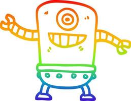 regenbooggradiënt lijntekening cartoon robot vector