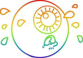 regenbooggradiënt lijntekening cartoon oogbol huilen vector