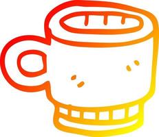 warme gradiënt lijntekening cartoon koffiemok vector