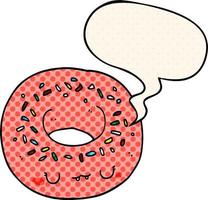 cartoon donut en tekstballon in stripboekstijl vector