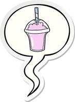 cartoon smoothie en tekstballon sticker vector