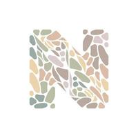 letter n steen mozaïek kleurrijk creatief logo vector