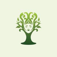 vrouw schoonheid boom natuur ecologie logo vector