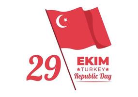 Republiek dag Turkije of 29 ekim cumhuriyet bayrami kutlu olsun hand getekende cartoon vlakke afbeelding met vlag van Turks en gelukkig vakantie ontwerp vector