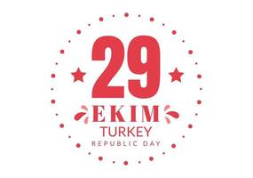 Republiek dag Turkije of 29 ekim cumhuriyet bayrami kutlu olsun hand getekende cartoon vlakke afbeelding met vlag van Turks en gelukkig vakantie ontwerp vector
