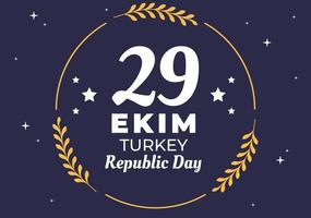 Republiek dag Turkije of 29 ekim cumhuriyet bayrami kutlu olsun hand getekende cartoon vlakke afbeelding met vlag van Turks en gelukkig vakantie ontwerp vector