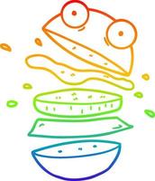 regenbooggradiënt lijntekening cartoon geweldige hamburger vector