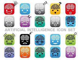 kunstmatige intelligentie icon set geïsoleerd op een witte achtergrond. vector