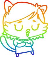 regenbooggradiënt lijntekening kat meisje vector
