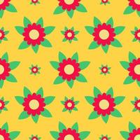 rood bloemen naadloos patroon op gele achtergrond vector