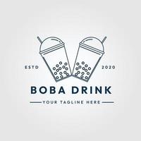 boba drinken lijntekeningen logo, pictogram en symbool vector illustratie ontwerp