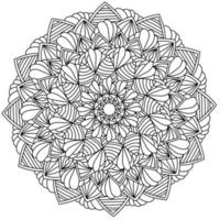 sierlijke zen-mandala met veel krullen en een bloemblad, meditatieve kleurpagina voor ontwerp en creativiteit vector