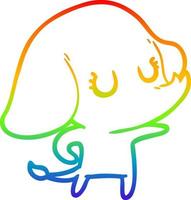 regenbooggradiënt lijntekening schattige cartoon olifant vector