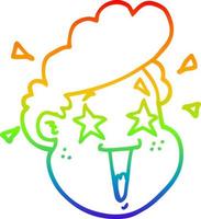 regenbooggradiënt lijntekening cartoon blij gezicht vector