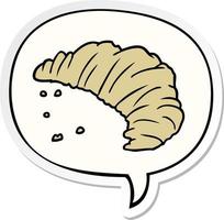 cartoon croissant en tekstballon sticker vector