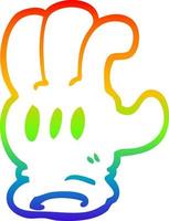 regenbooggradiënt lijntekening cartoon handschoen hand vector