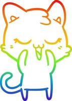 regenbooggradiënt lijntekening happy cartoon kat vector