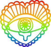 regenbooggradiënt lijntekening cartoon liefde hart oog tattoo vector