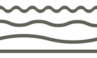 leeg Rechtdoor en kronkelend asfalt wegen met markering. reeks van naadloos snelweg Sjablonen. elementen van straat rijweg. top visie vector