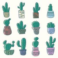 cactus pot hand- getrokken elementen verzameling vector illustratie