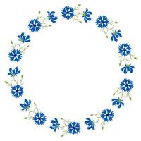 ronde frame met bloeiende blauwe bloemen korenbloemen. vectorillustratie. ansichtkaart servet, decoratie. bloemmotief voor decor, design, print en servetten. vector