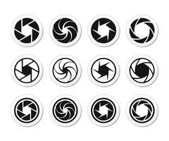 camera Luik pictogrammen set. camera Luik opening vector set.