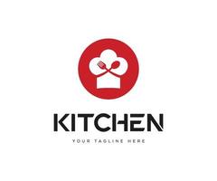 chef hoed Koken logo sjabloon. chef hoed met vork en lepel logo ontwerp sjabloon. vector