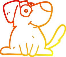 warme gradiënt lijntekening cartoon gelukkige hond vector