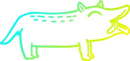 koude gradiënt lijntekening cartoon grappige hond vector