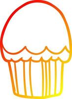 warme gradiënt lijntekening cartoon cupcake vector