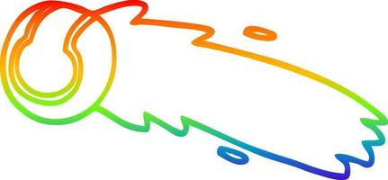 regenbooggradiënt lijntekening cartoon vliegende tennisbal vector