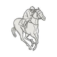 jockey rijden volbloed paard mono lijn vector