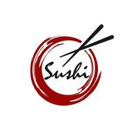 eetstokje swoosh kom oosterse japanse keuken, japanse sushi zeevruchten logo ontwerp inspiratie vector