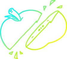 koude gradiënt lijntekening cartoon gesneden appel vector