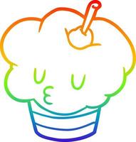 regenbooggradiënt lijntekening grappige cupcake vector