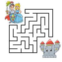 vierkant doolhof. spel voor kinderen. puzzel voor kinderen. labyrint raadsel. sprookjes thema. kleur vectorillustratie. geïsoleerde vectorillustratie. stripfiguur. vector