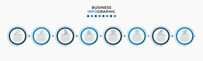 vector infographic ontwerp bedrijf sjabloon met pictogrammen en 8 opties of stappen. kan worden gebruikt voor werkwijze diagram, presentaties, workflow lay-out, banier, stromen grafiek, info diagram