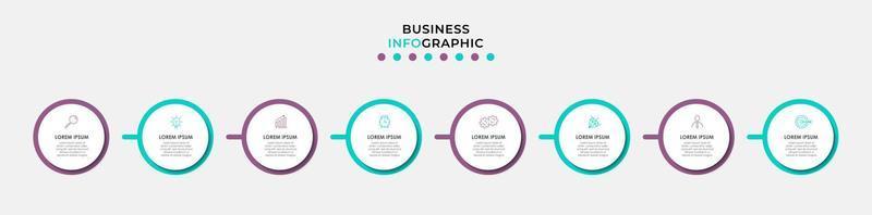 vector infographic ontwerp bedrijf sjabloon met pictogrammen en 8 opties of stappen. kan worden gebruikt voor werkwijze diagram, presentaties, workflow lay-out, banier, stromen grafiek, info diagram