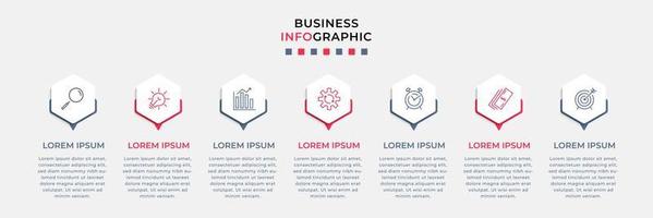 bedrijf infographic ontwerp sjabloon vector met pictogrammen en 7 opties of stappen. kan worden gebruikt voor werkwijze diagram, presentaties, workflow lay-out, banier, stromen grafiek, info diagram