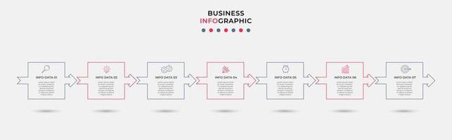 bedrijf infographic ontwerp sjabloon vector met pictogrammen en 7 opties of stappen. kan worden gebruikt voor werkwijze diagram, presentaties, workflow lay-out, banier, stromen grafiek, info diagram