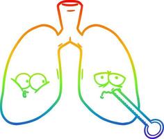 regenboog helling lijn tekening tekenfilm ongezond longen vector