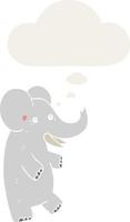 cartoon olifant en gedachte bel in retro stijl vector