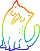 regenboog gradiënt lijntekening cartoon grappige kat vector